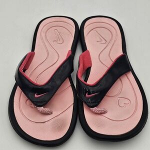 Nike  Aqua Motion Thong, Flip Flops 313026-062 Black&Pink, Kid's Size 6Y